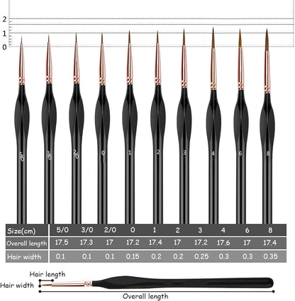 10-Piece Miniature Detail Paint Brush Set